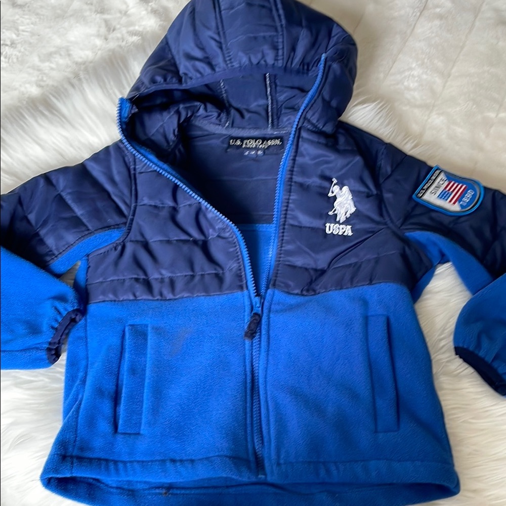 Kids' Blue Hooded Fleece Jacket, size 7
